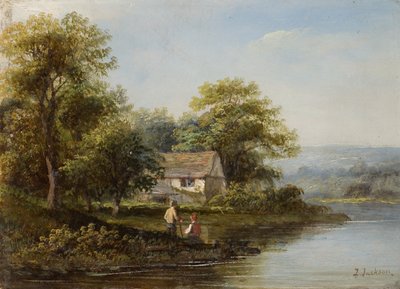 View of the Tyne - Two Anglers by F. Ernest Jackson